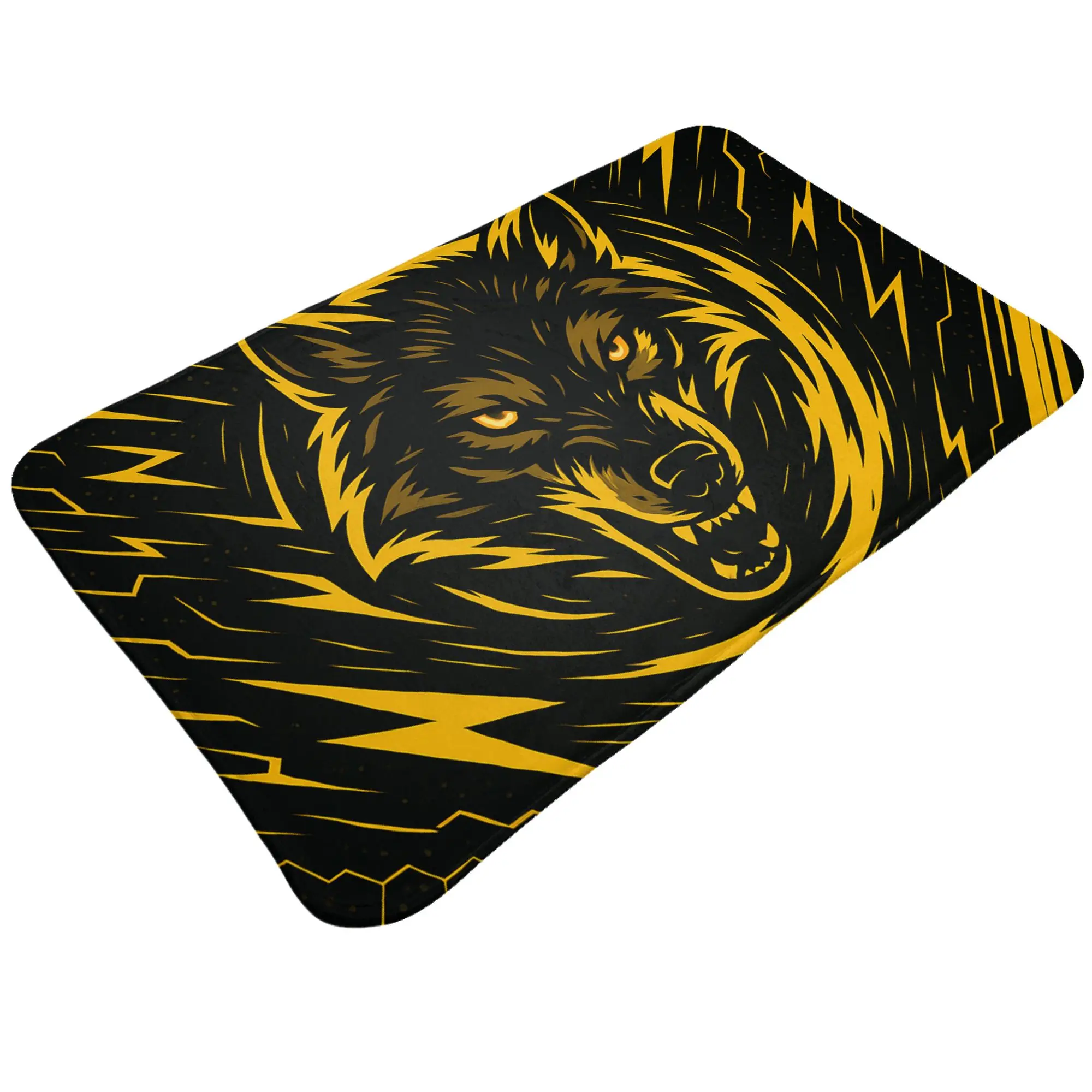 Golden Lightning Wolf Dark Street Print Non-slip Mat Bedroom  Entrance Doormat Floor Decor