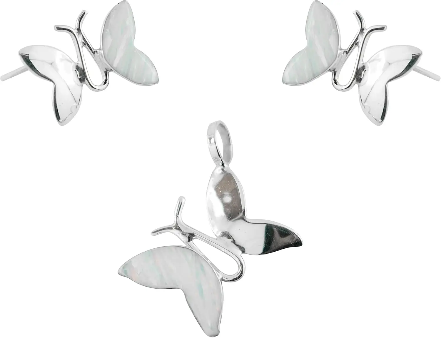 

Butterfly Spring Silver Pendant with Opal Sheen