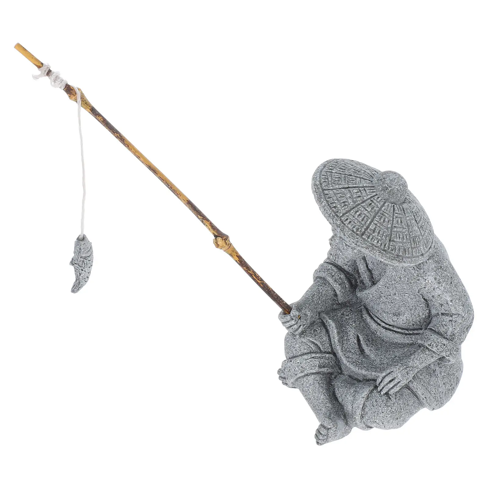 Fisherman Statue For Mini Zen Garden Decor Autumn Home Decor Lifelike Ornament Elegant Fishing Bonsai Pots Aquarium