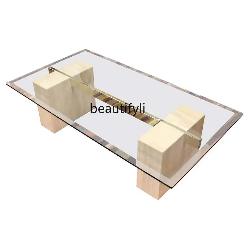 Nordic Tempered Glass Square Coffee Table Small Apartment Living Room Tea Table Creative Huangdongshi Conference Table