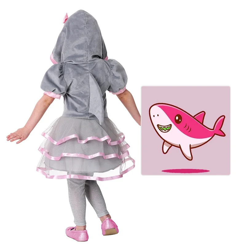 Kleinkind Mädchen Hai Sweetie Kostüm Kleid Junge Hai Onesie Kinder Maskottchen Hoodie Grau Hai Party Baby Mädchen Spiel Spielen Kostüm
