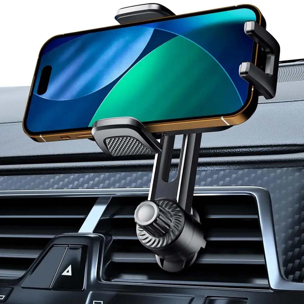 

Car Phone Mount for Air Vent [Never Fall & 360° Adjustable] [Case Friendly | One-Hand Operation] Military-Grade Steel Hook Ce