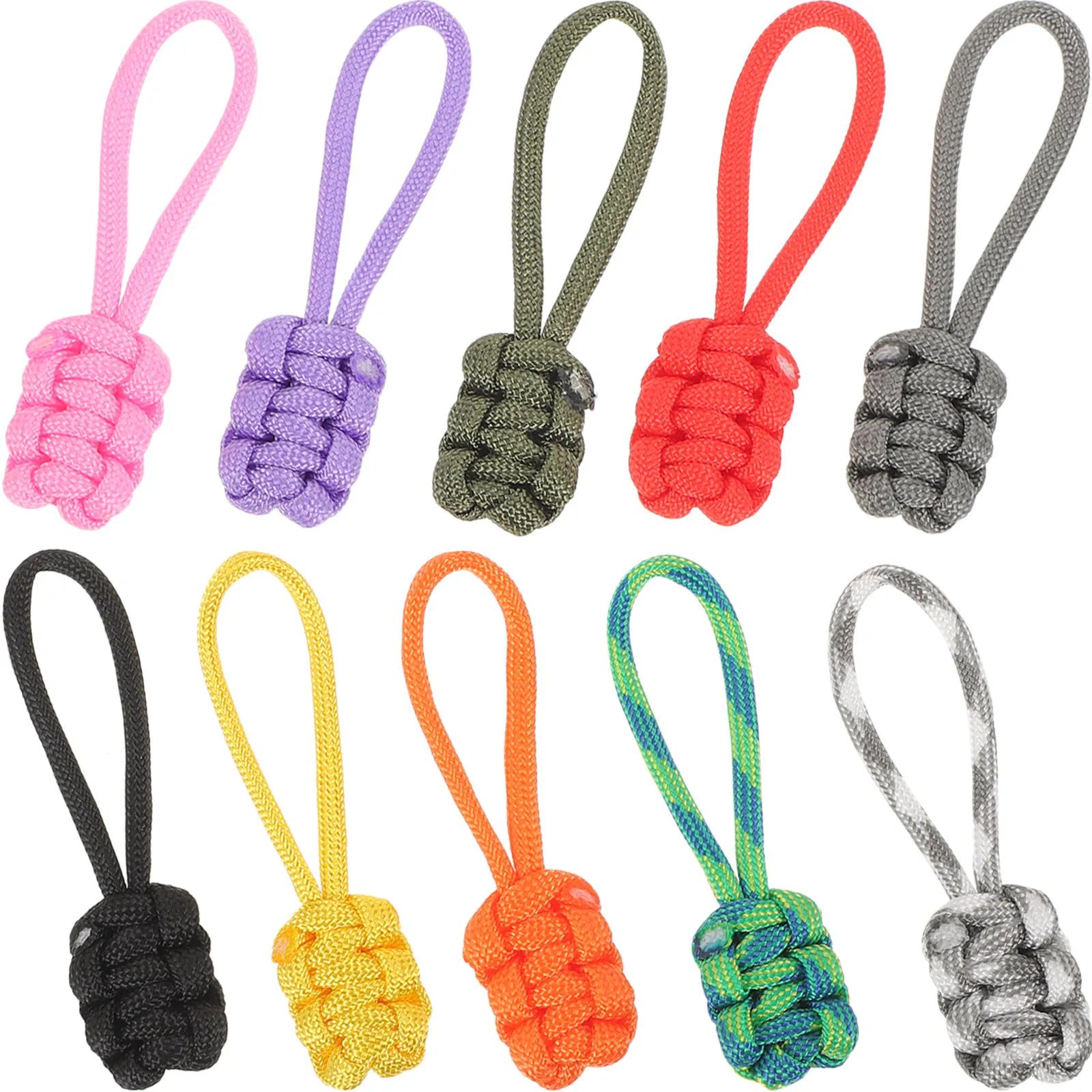 10Pcs Universal Zipper Pull Replacement Kit Sturdy Nylon Zipper Heads Easy Install Detachable Zip Pull Tabs for Backpacks