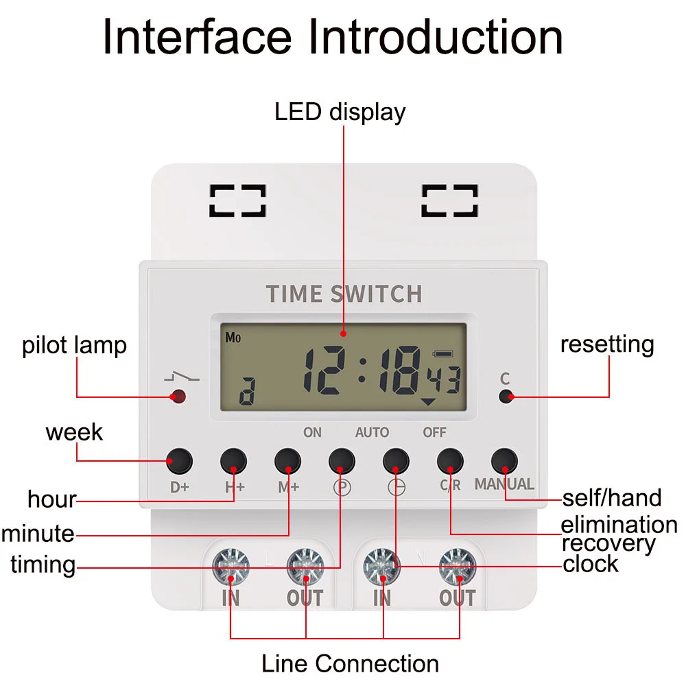 220V Timing Switch Time Controller Programmable Time Controller Switch Relay LCD Display 28 Groups Number Setting Timing Switch