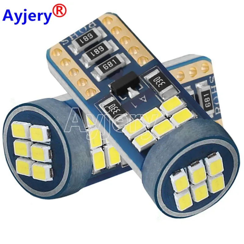 AYJERY 50PCS 12V CANBUS T10 W5W 18 LEDs 2016 Smd Car LED Light Auto Interior Car Wedge Side Reading Lights License Plate Lamp