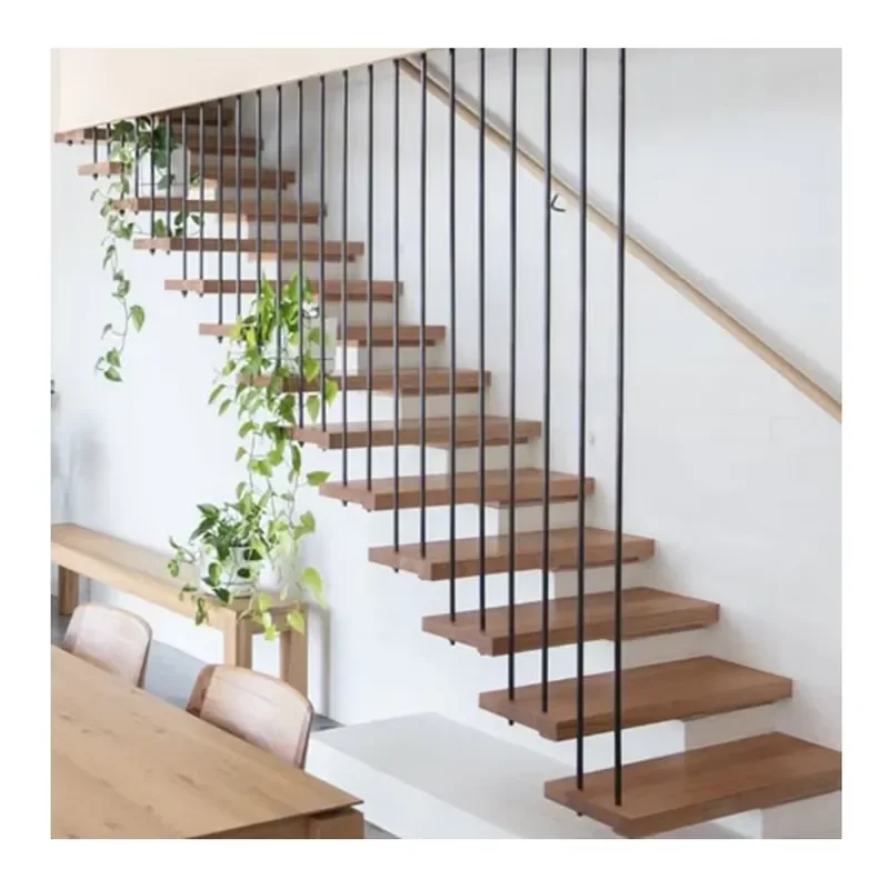 Custom Modern Design Wood Floating Stairs Hidden Support Duplex Staircase for Apartment Use
