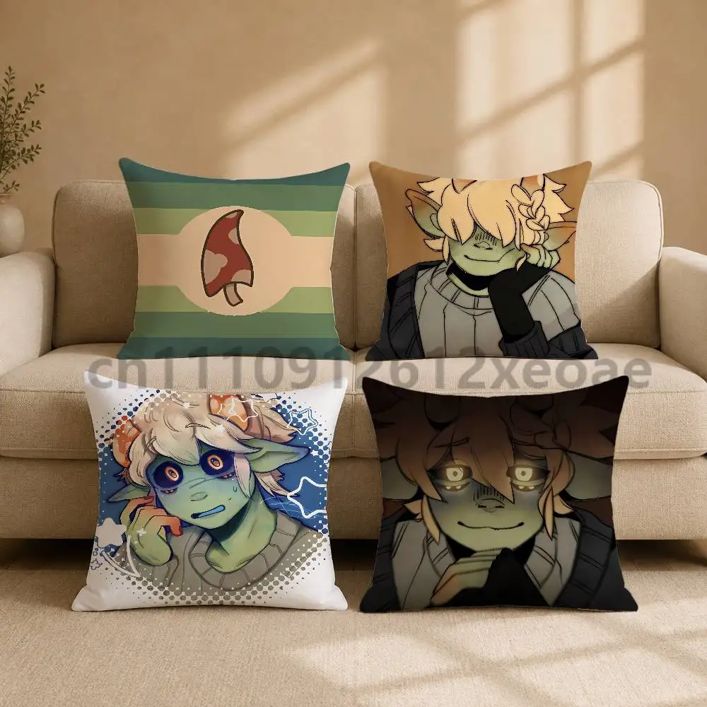 mychael Mushroom Oasis Printed Pillow Cover Square Cushion Case for Sofa Couch Living Room Bedroom Home Decor
