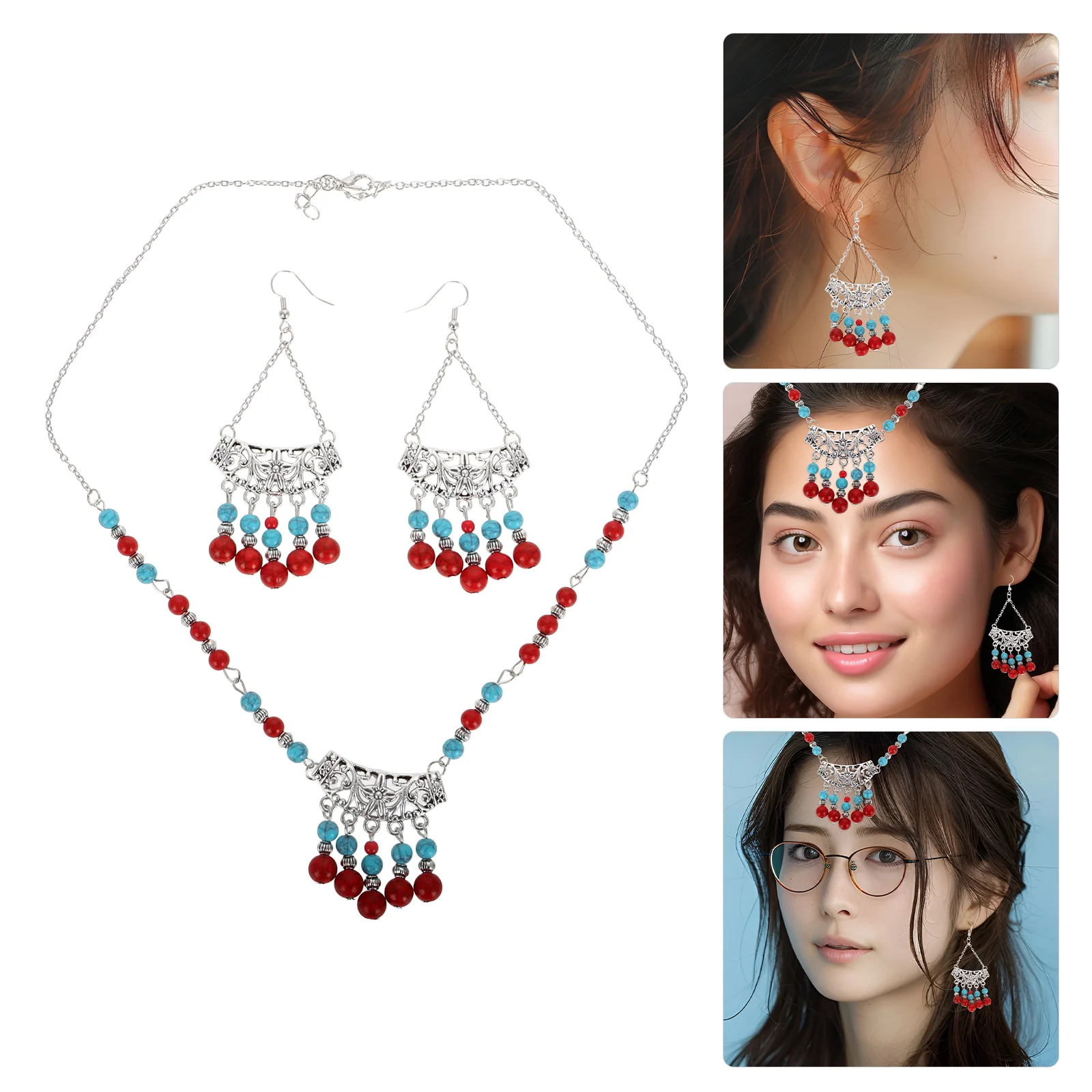 

Old Fashion Necklace Jewelry Kit Necklaces Beaded Headpiece Ethnic Jewellery African Earrings