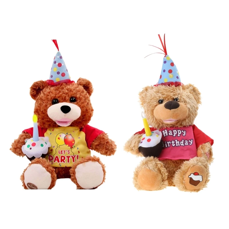 Oso Musical electrónico, Animal relleno, juguete peluche, y bonita, regalo para niños, niñas, decoraciones del