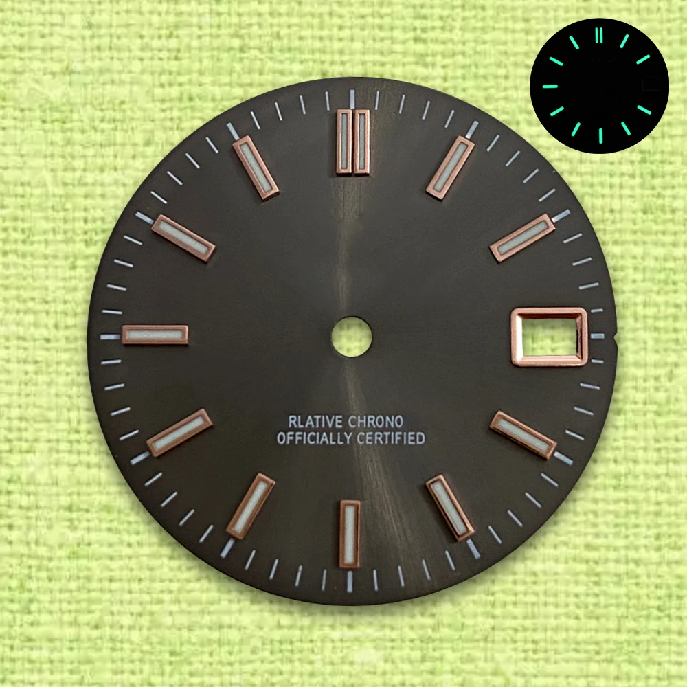 Montre à mouvement automatique japonaise Sunaged, cadran avec logo S, bleu, gris, vert, Shoous, adapté pour NH35, NH36, 4R, 7S, 28.5mm