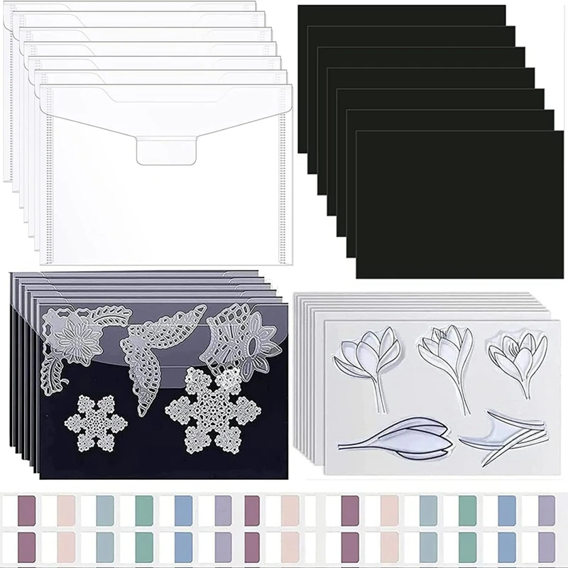 Clear Stamped And Die-Cut Storage Bags, Reusable Stamp Template Envelopes For Organizing Scrapbooking Supplies