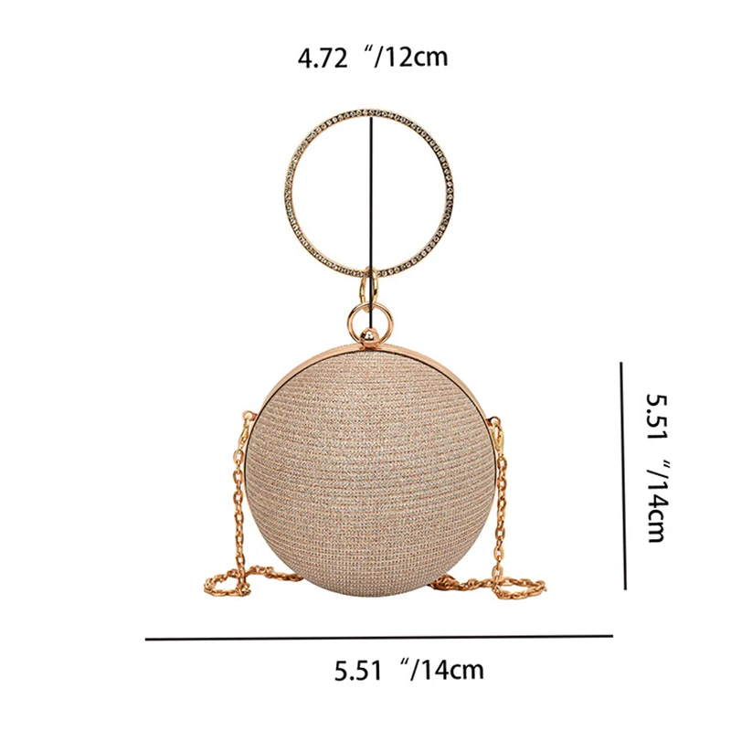 Circular Ring Portable Evening Bags Metal Round Ball Handbags For Lipstick Elegant Luxury Clutch Purse Wedding Wallets