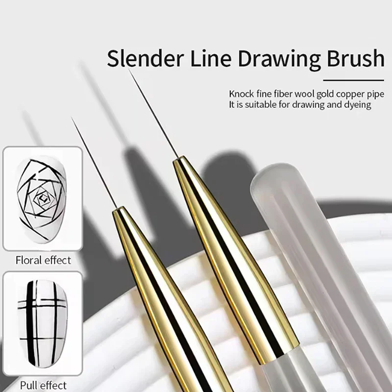 5PCS Handle Nail DIY Brush Acrylic Extremely Fine Art Painting Drawing Liner Lines Pen Stripe Flower Uv Gel High Quality