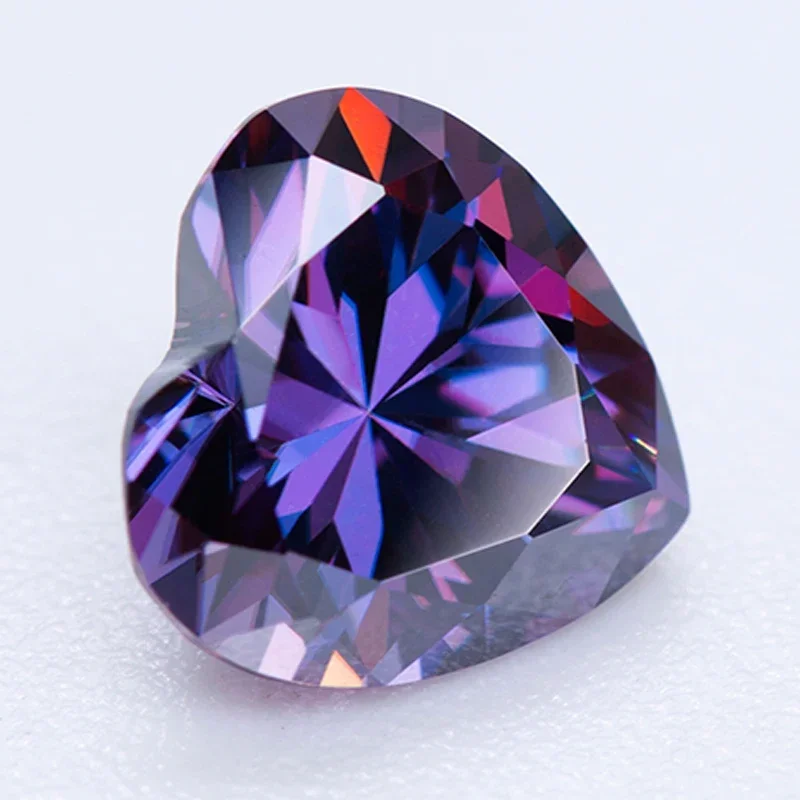 Moissanit-Stein, kaiserlich lila, herzförmig, VVS1, bestanden bei Diamanttest, Charms, Schmuckherstellung, Geschenk mit Zertifikat – Detail 2
