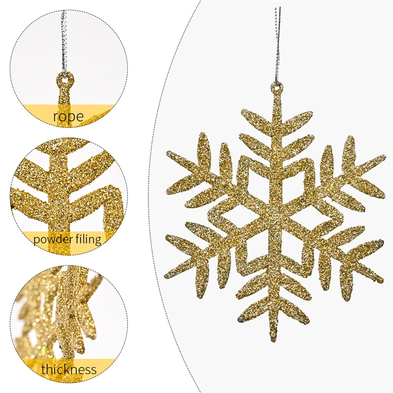 20PCS Christmas Snowflake Pendant Decoration Christmas Tree Pendant Decoration Snowflake 4-Color Christmas Party Ornament