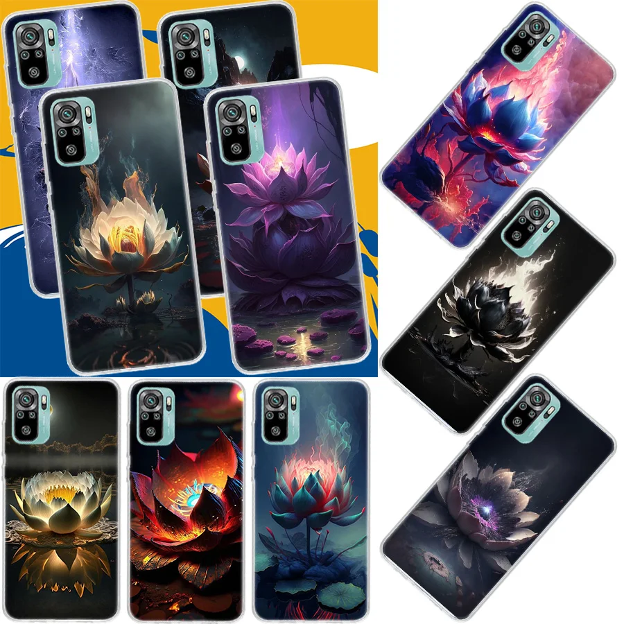 Coque de tlphone bouddhiste Fire Lotus, tui Fundas  motif pour Xiaomi Poco M3 M4 M5 M5S X3 GT X4 NFC X5 X6 X7 Pro F5 F4 F3 F2 F1 Mi F6