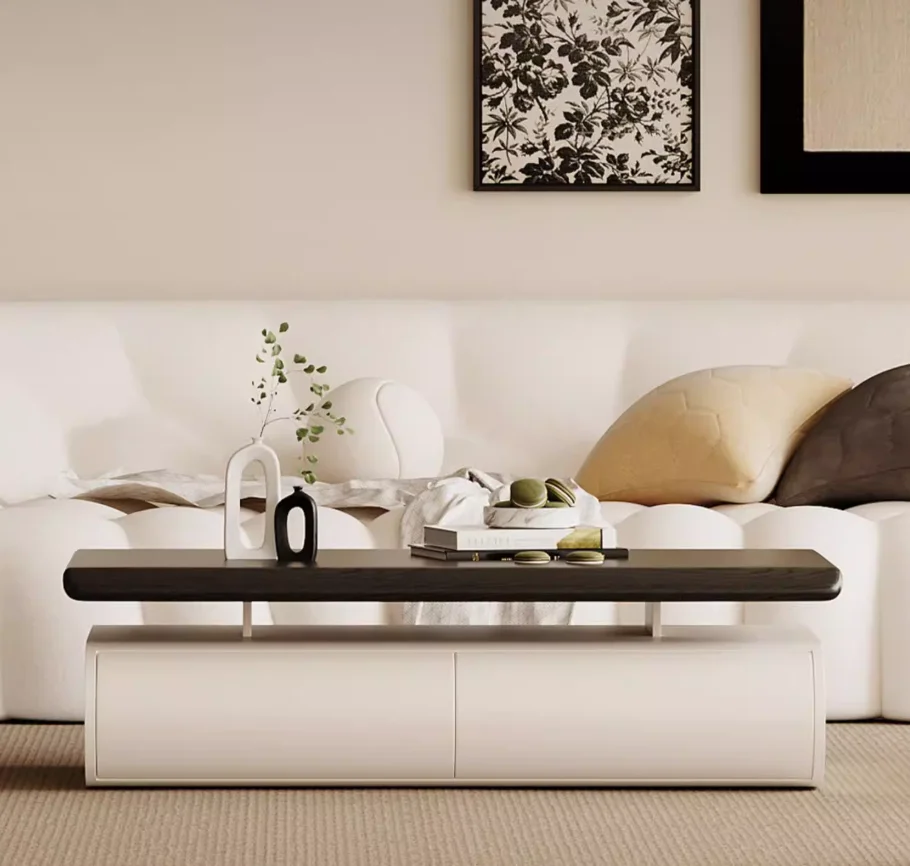 

# Solid Wood Coffee Table Adjustable Height High-End Hollow Storage Living Rooms Living Room