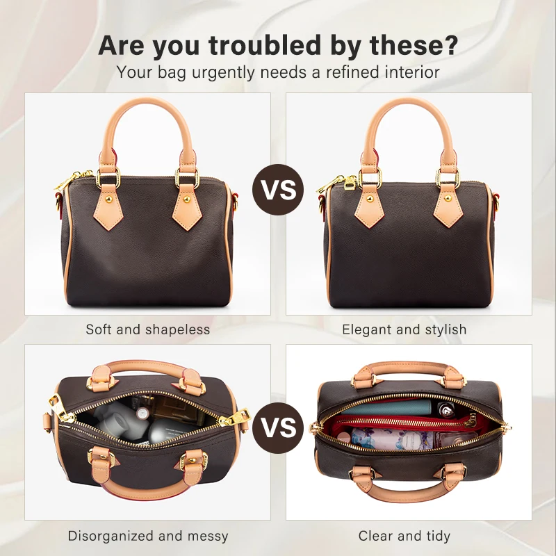 CRAZYSMITH Original Velvet Bag Organizer For LV Speedy 20 25 30 35 Purse Insert Handbag Inner Bag Portable Storage Makeup Bags