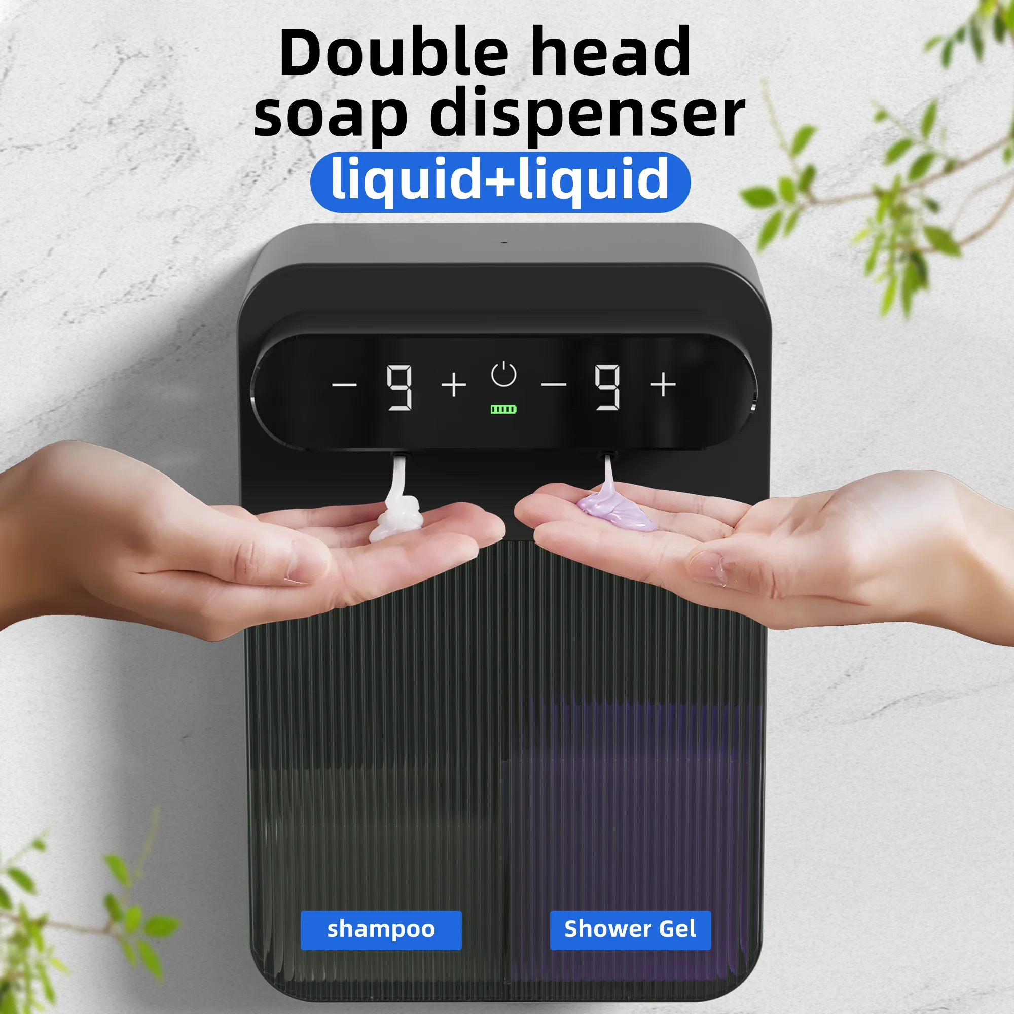 HOMEFISH 400ml+400ml USB-Aufladbarer Berührungsloser Doppelseifenspender, Wandmontiert für Küche & Bad – Detail 13