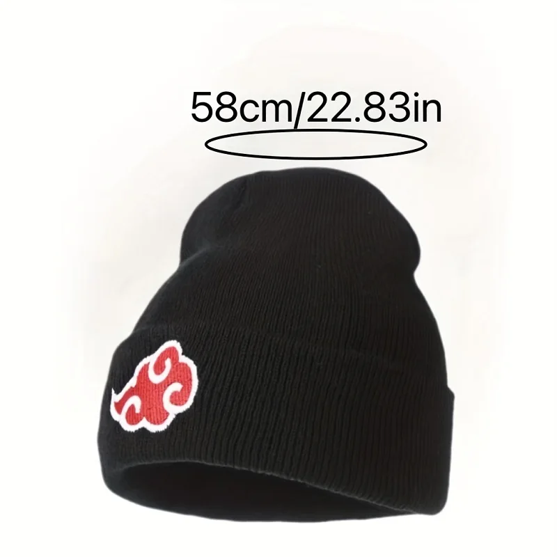 2024 Beanies Women Autumn Winter Warm Hat Anime Akatsuki Cosplay Red Cloud Embroidery Caps For Men Knitted Bonnet Unisex