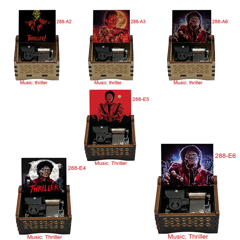Caja Musical de Madera con Diseño de Michael Jackson, Caja Musical de Cuerda con Temática Musical, Regalo para Hombres, Mujeres y Fans