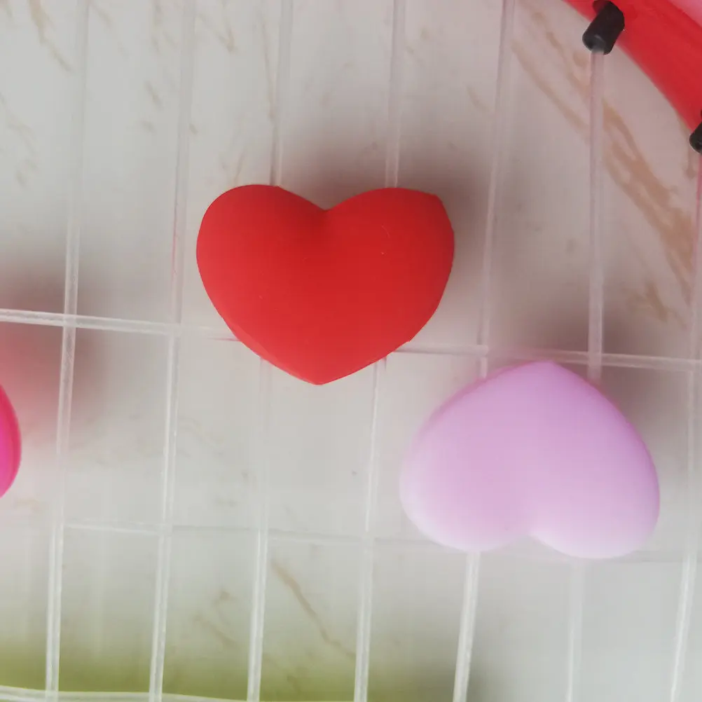 6Pcs Heart-Shaped Silicone Vibration Dampener for Tennis Racquet Shock Absorbing Tool Easy Fit Secure Hold Stylish Racket
