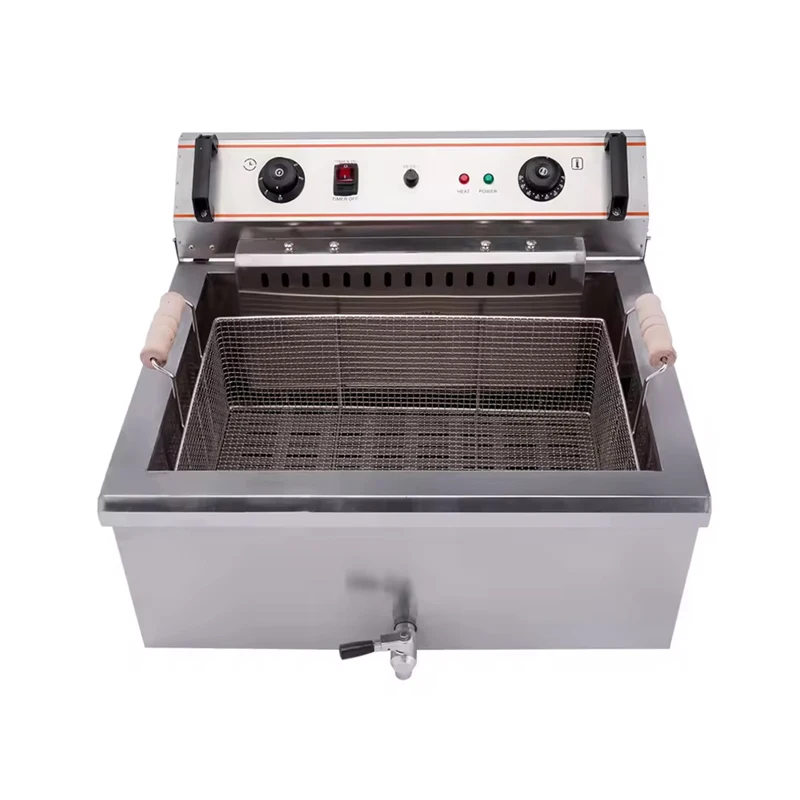 Commercial Deep Fryer 4800W Stainless Steel Single Tank Electric Fryer Thermostat Fryer Machine