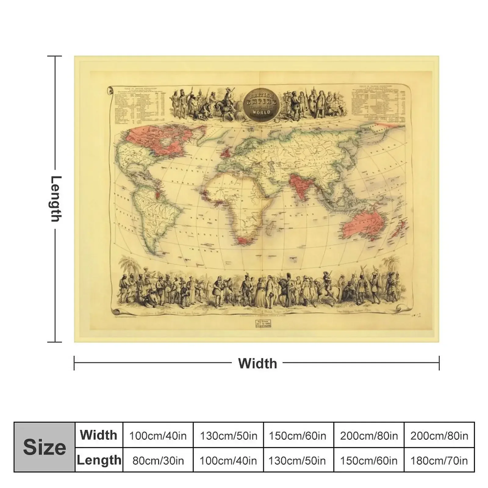 British Empire Map (circa 1850) Throw Blanket manga Cute Plaid For Baby Plaid on the sofa Blankets