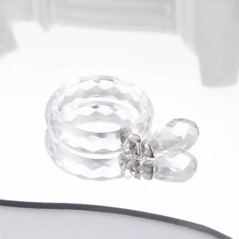 Clear Natural White Crystal 925 Silver Water Drop Simple Circle Rings For Women Romantic Minimalism Chic Shiny Ring New Gift