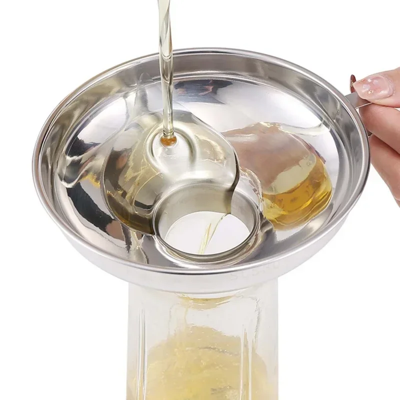 Edelstahl-Trichter mit breiter Öffnung, Marmelade, Salatdressing, Füller, Sieb mit Griff, geeignet für Getreidekonserven, Küchen-Gewürz-Gadget