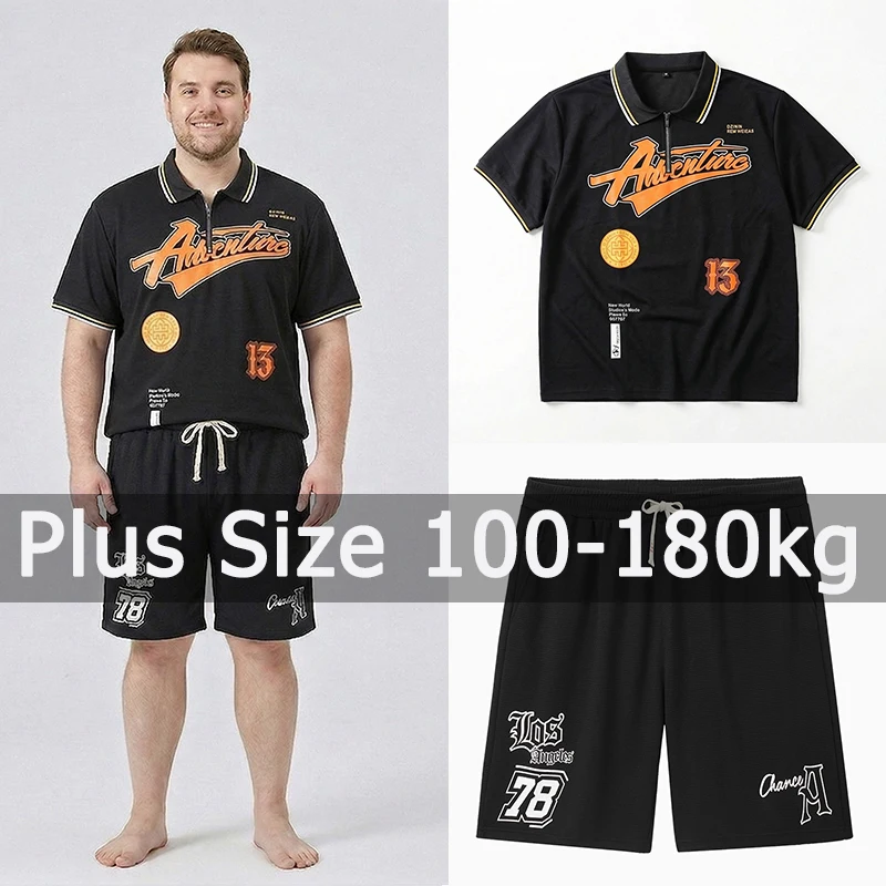 

Plus Size Men Polo Shirts Sets Casual Shorts Pant Suit 5XL 6XL 7XL 110-175kg Summer Short Sleeve Sportsuit Big Size Men Clothing