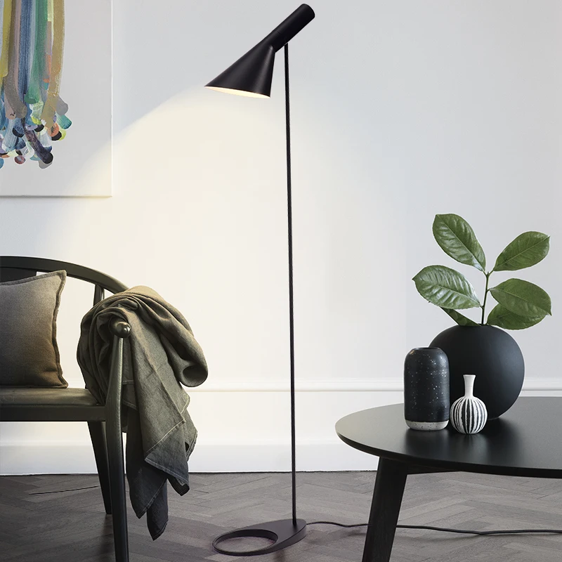 E27 Corner Floor Lamp Black White LED Floor Lights Designer Arne Jacobsen for Living Room Nordic Decoration Home Stand Lamp E27