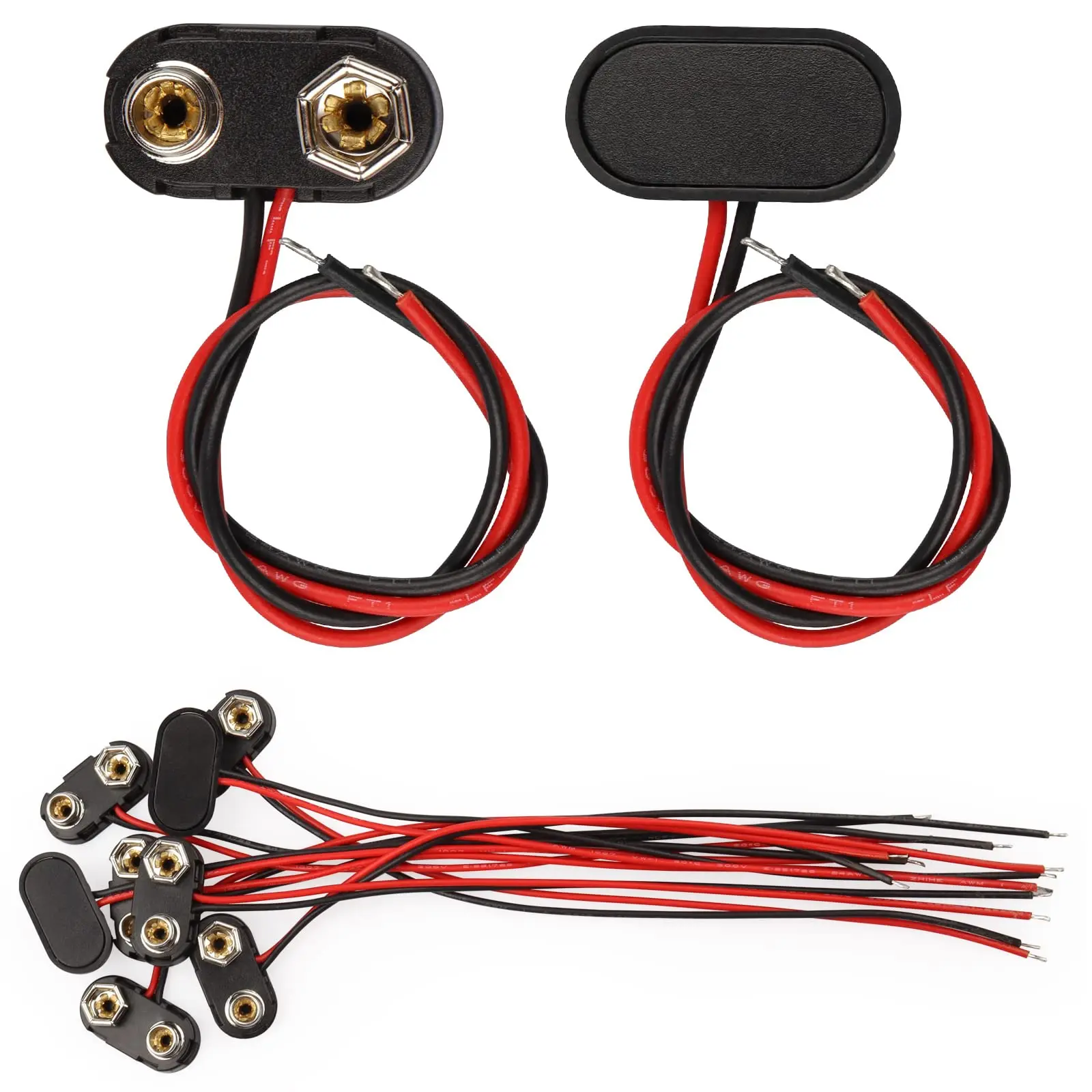 10pcs 9V battery connectors, hard plastic casings, or other devices with batteries (T-shaped) used in student experiments
