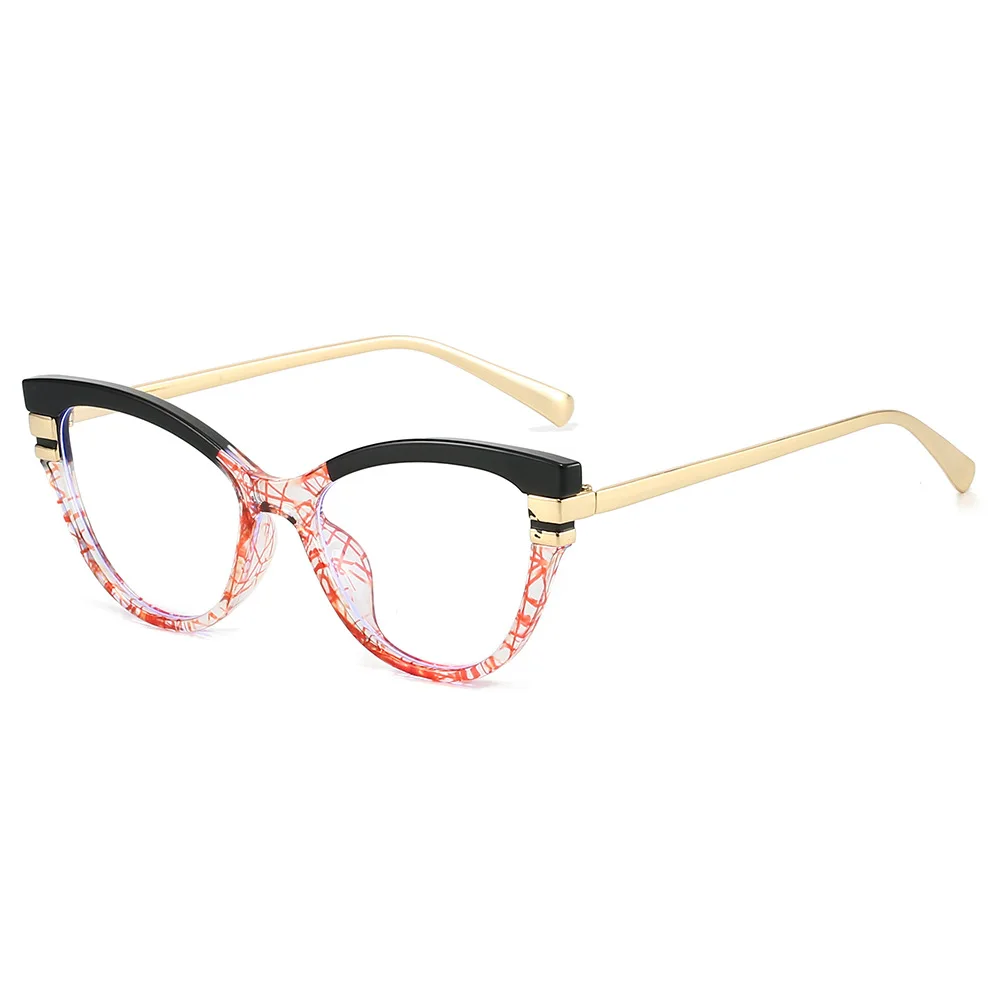 Fashion Cat Eye Anti Blue Light Glasses For Women Color Patchwork Designer Eyeglasses Frame For Optical