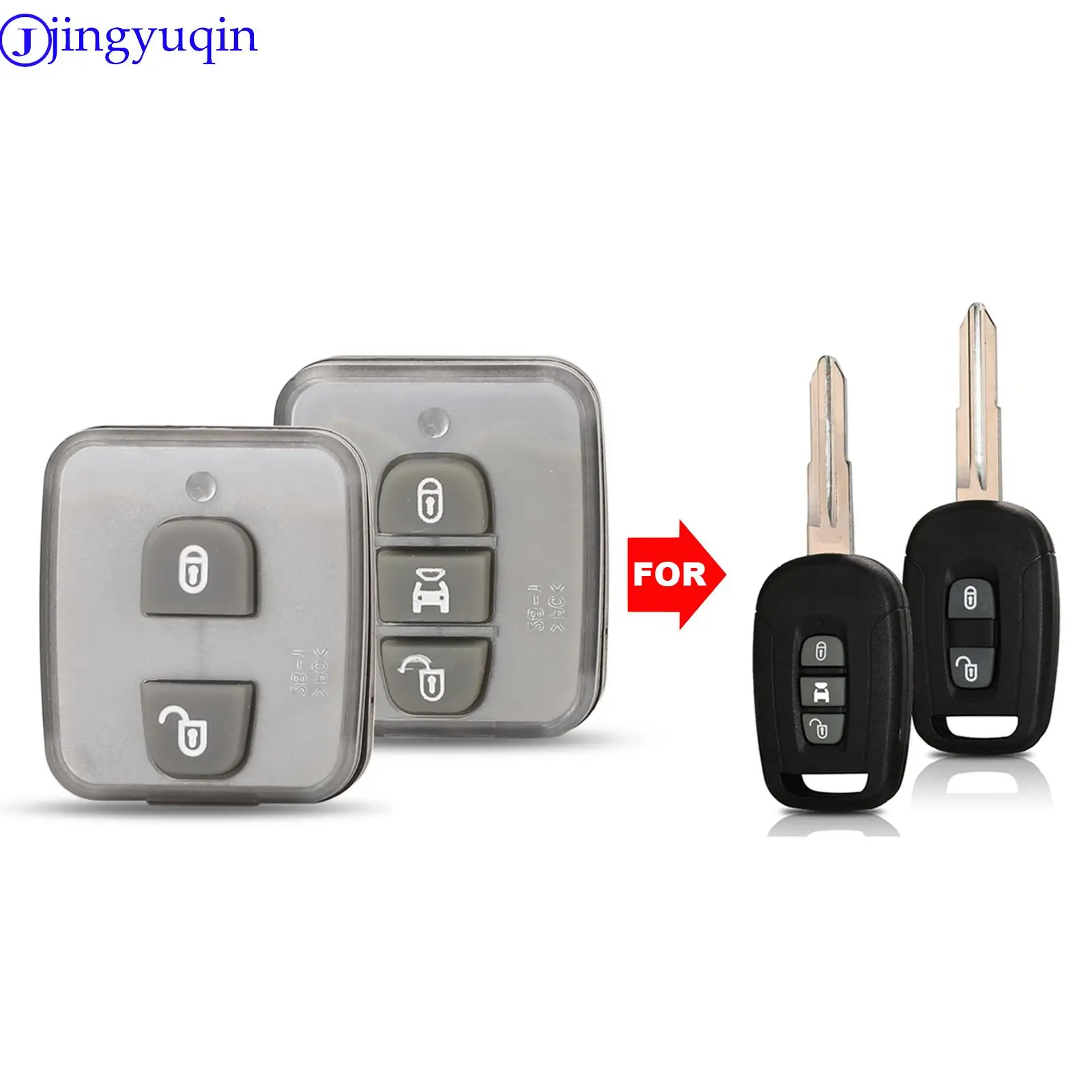 

jingyuqin 2/3 Buttons Car Key Case Rubber Pad For Chevrolet Captiva Car Key 3 Buttons Blank Key Casing Cover