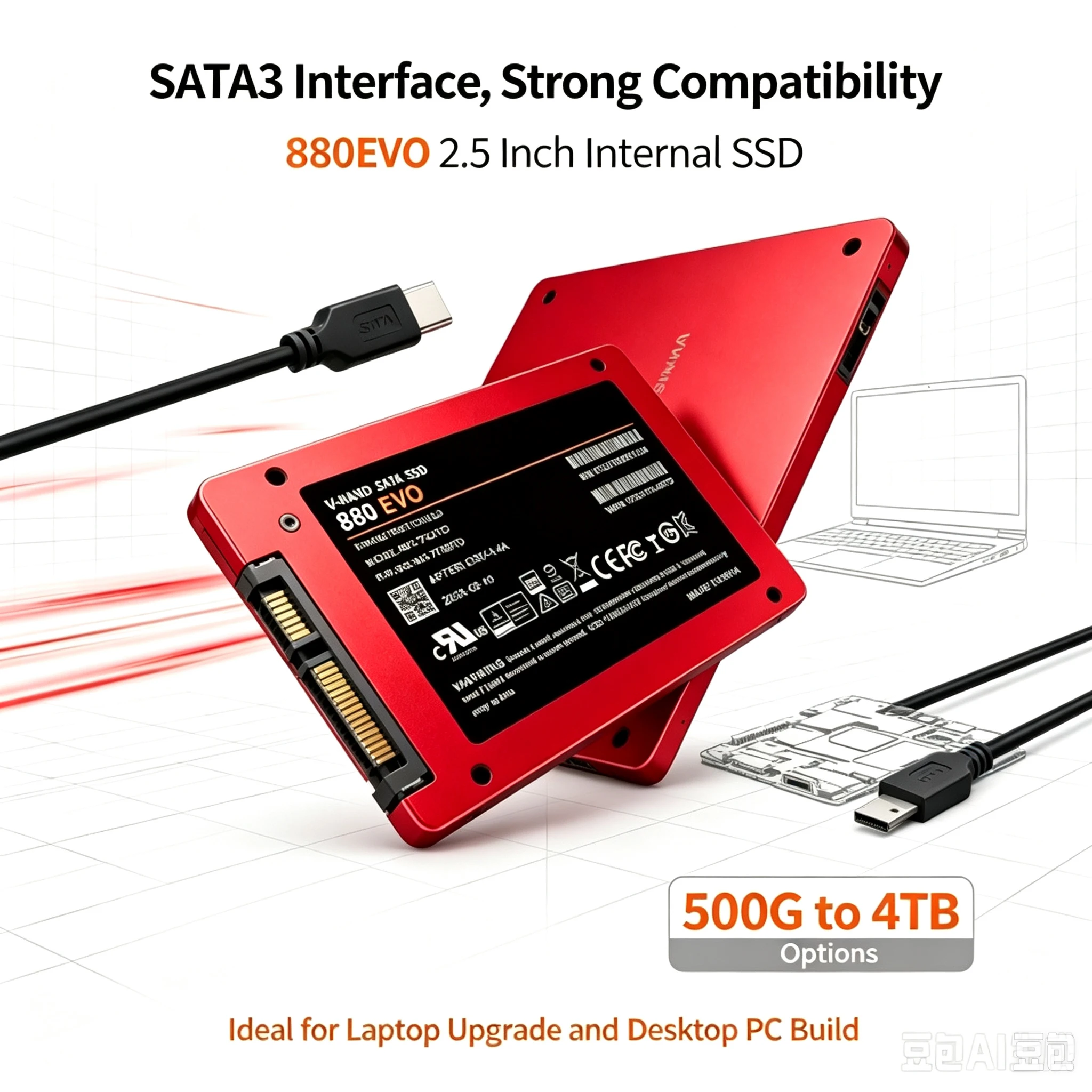 Colorful 880EVO M.2 2280 PCIe4.0 X4 NVMe SSD,TLC 3D NAND,500GB-4TB Gaming SSD for PS5 Laptop Desktop PC Storage