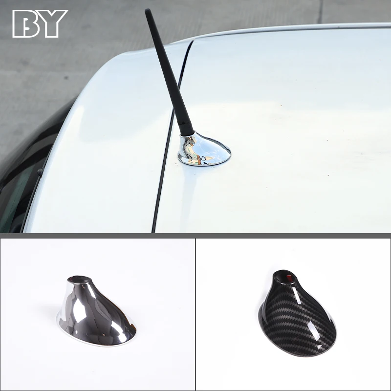 ABS Carbon Fiber Pattern/Bright Silver For Fiat 500 2010-2015 Shark Fin Antenna Cover Car Accessories