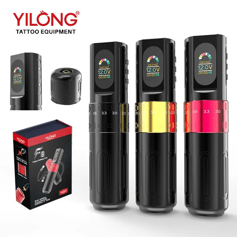 

YILONG New Wireless Battery Tattoo Machine Pen Adjustable Stroke Length Rotary Tattoo Pen OLED Digital Display Portable Power