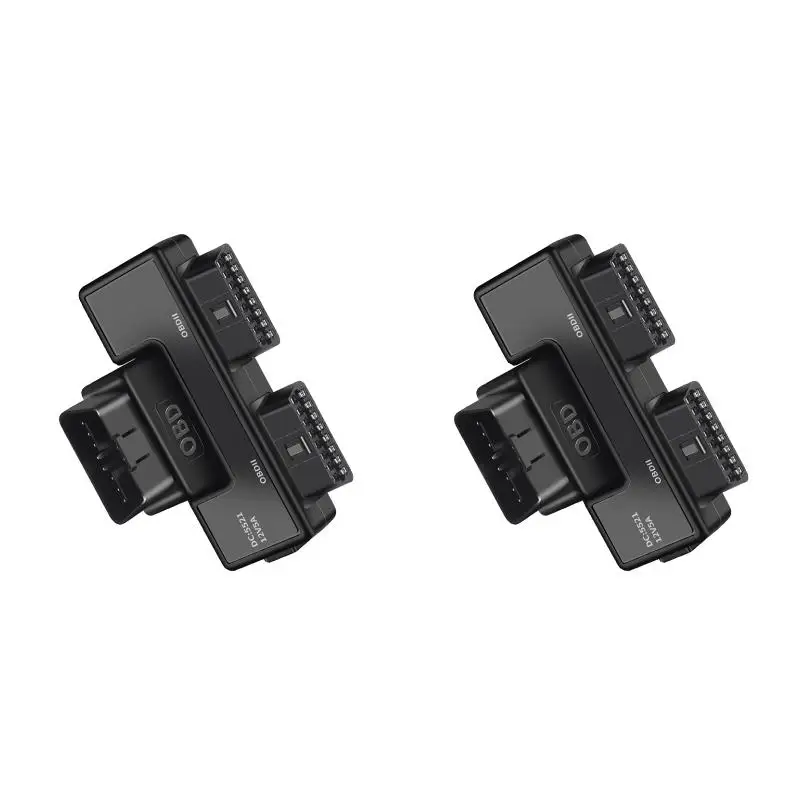2PackX(OBD2 One Divided Into Two Adaptor Wire 16 Pin 16 Core OBD Expansion Cable Connector Adapter Cable Universal with Dc5521)