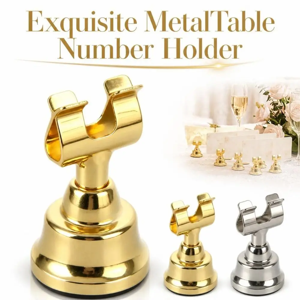 Elegant Metallic Table Number Holder Stable Mini Place Card Holder Reusable U‑shaped Menu Card Stand Wedding Banquet