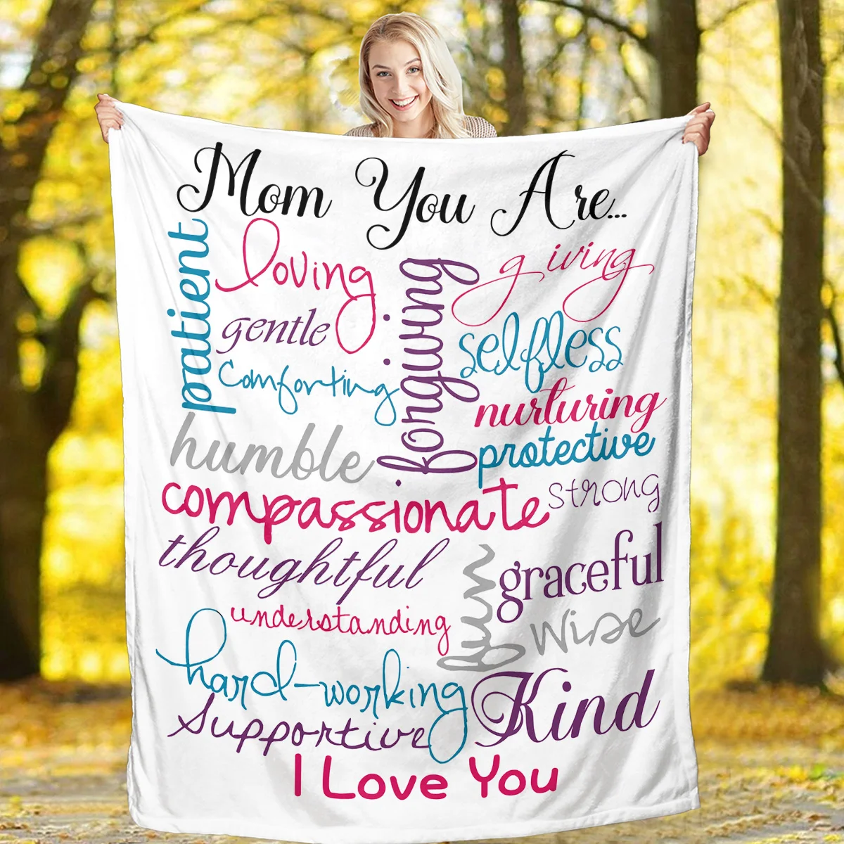 BeddingOutlet Love Mum Sherpa Throw Blanket for Girls Women Boys Cozy Warm Plush Fluffy I Love You Letter Fleece Throw Blanket