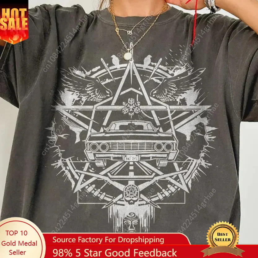 

"Supernatural" Logo T-shirt, Dean Winchester Sam Winchester Winchester Brothers T-shirt Sam and Dean