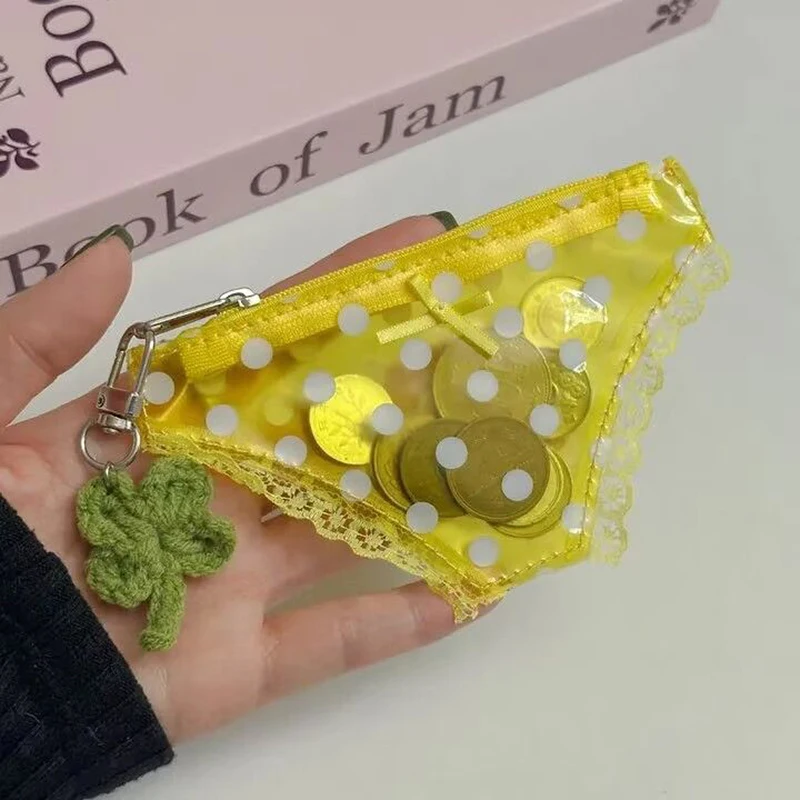 Trendy Niche Underwear Shape Coin Purse Strawberry Polka Dot Pattern Makeup Storage Bag Pvc Zippered Travel Toiletry Bag