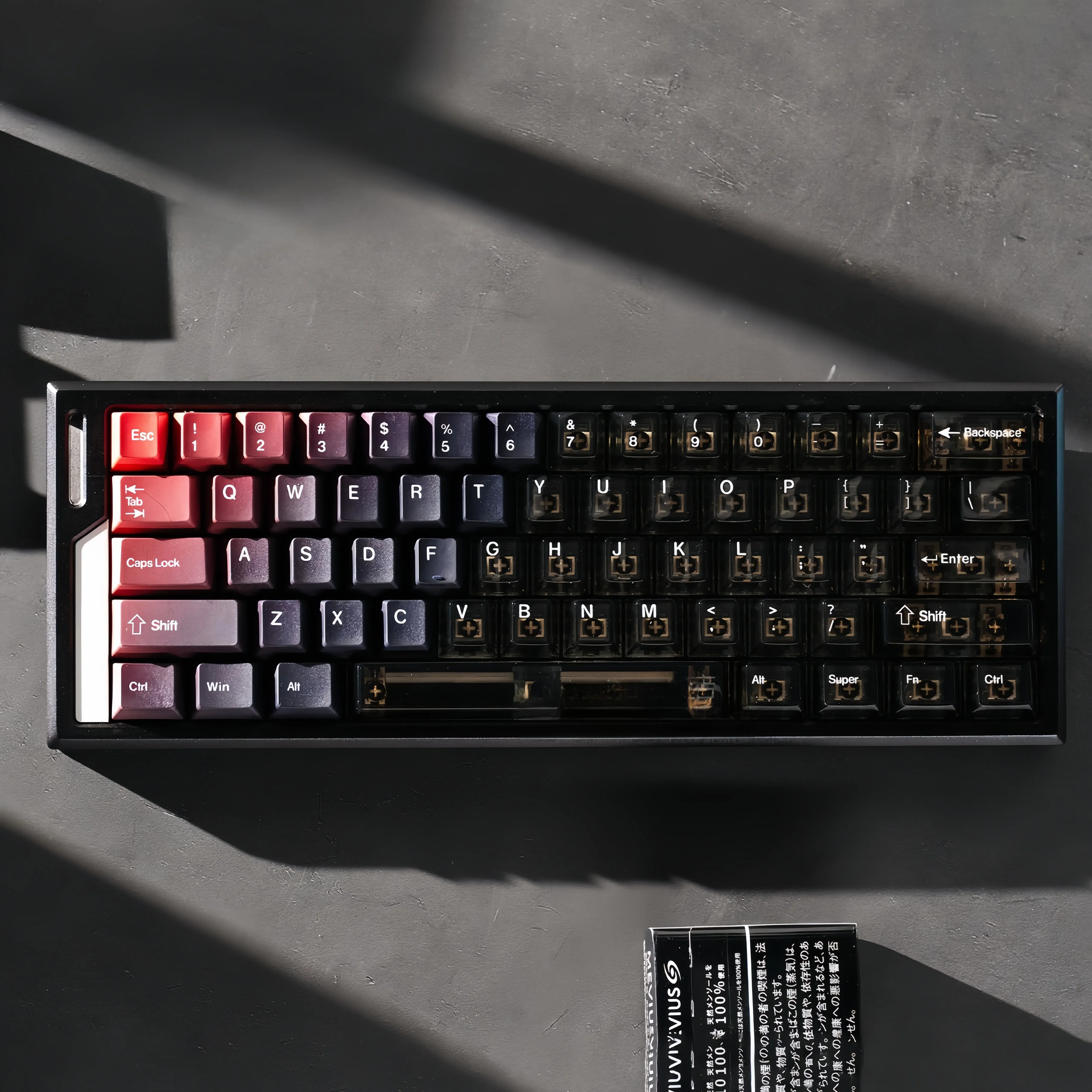 Black and Red Transparent Keycap Customized PBT + PC Adapted 68/87/108 Keys Personalized Mechanical Keyboard Cap