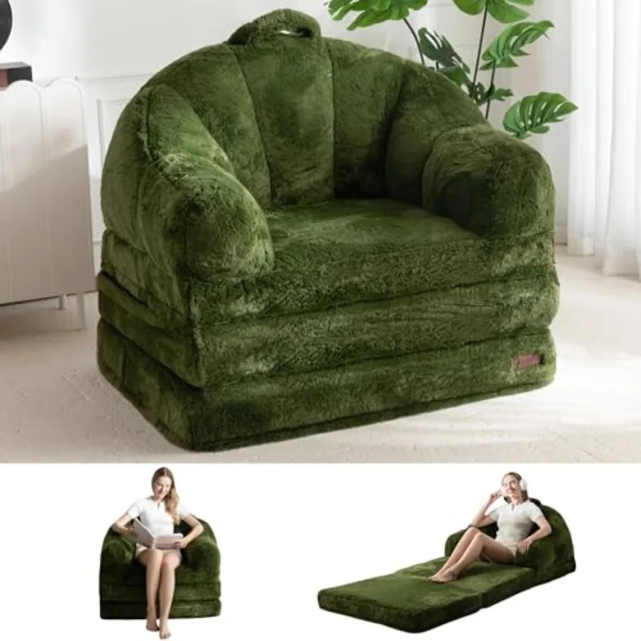 

Складной диван-кровать 2 в 1, раскладной диван-лежак, удобное одноместное кресло-мешок для взрослых, напольный диван с ручкой из искусственного мешка