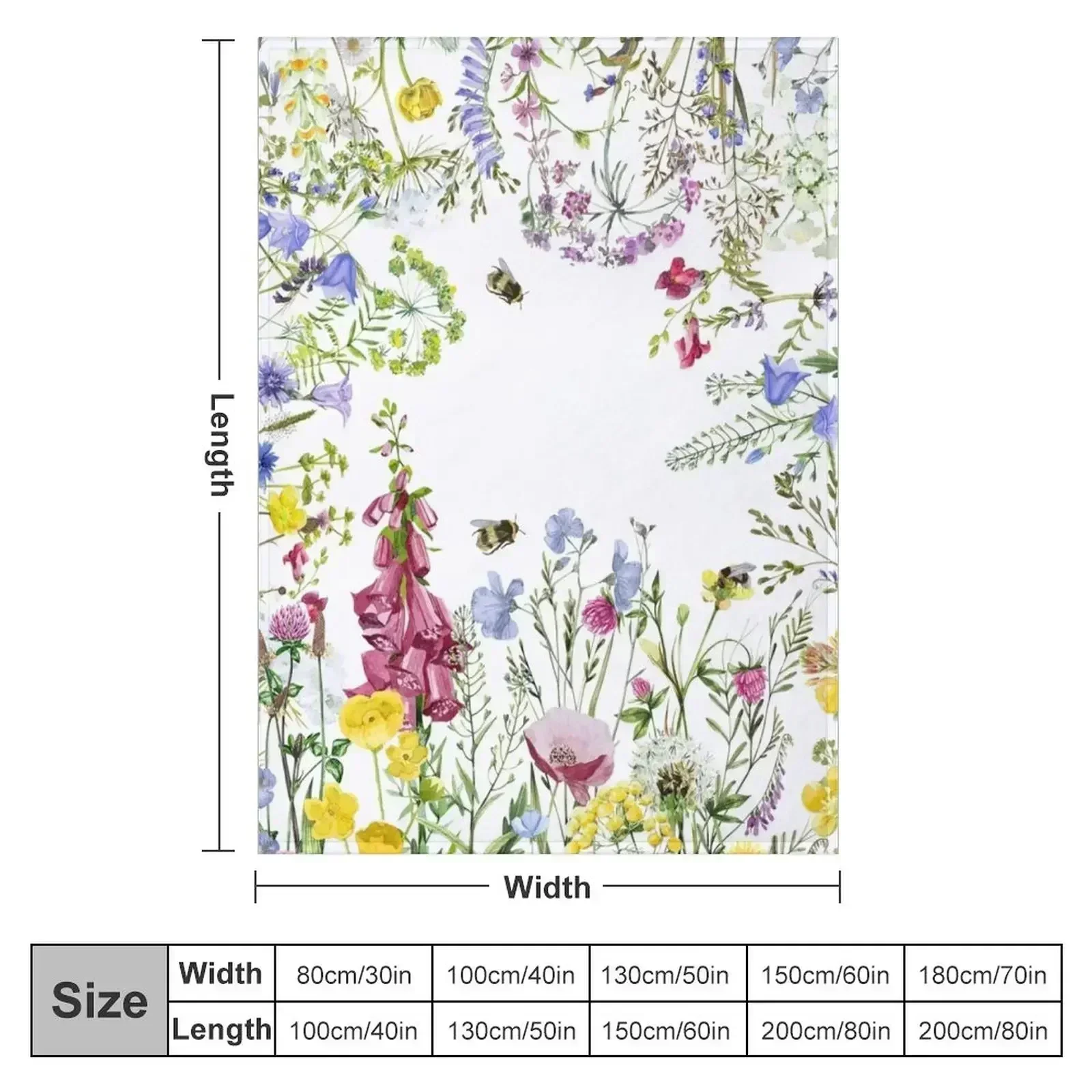 New colorful hand drawn watercolor wildflower frame Throw Blanket For Sofa Thin Soft for winter Fashion Sofas Blankets