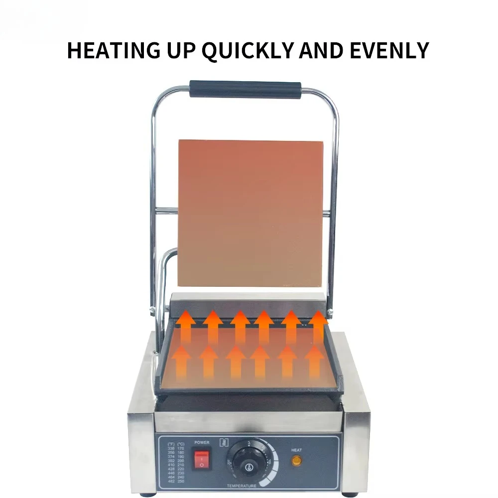XEOLEO Commercial Electric Steak Grill Machine 1800W Griddle Household Flat Plate Griddle Barbecue Machine Sandwich Panini Grill view 3
