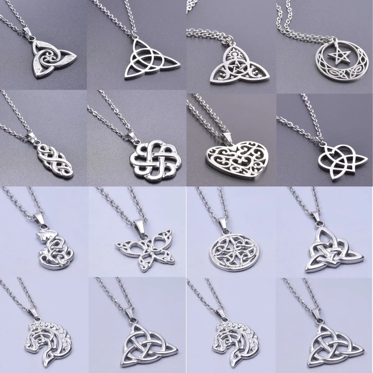 4pcs Vintage Originality Silver Color Witch Knot Charm Celtic Knot Triquetra Knot Pendant Charm For Jewelry Making Accessories