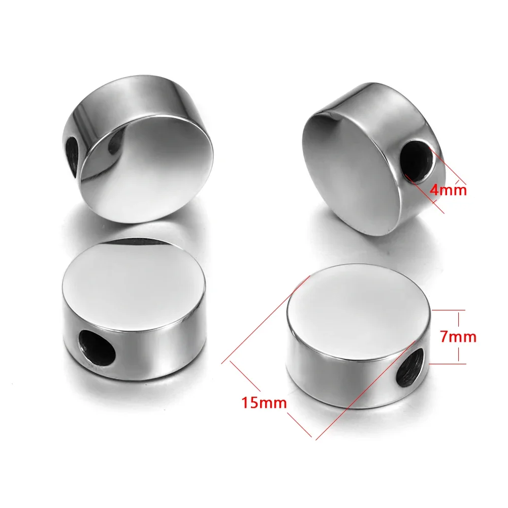 Stainless Steel Heart Beads Charms Mirror Finish Hole 4mm for Braided Bracelet Making Jewelry DIY Beads Accessories
