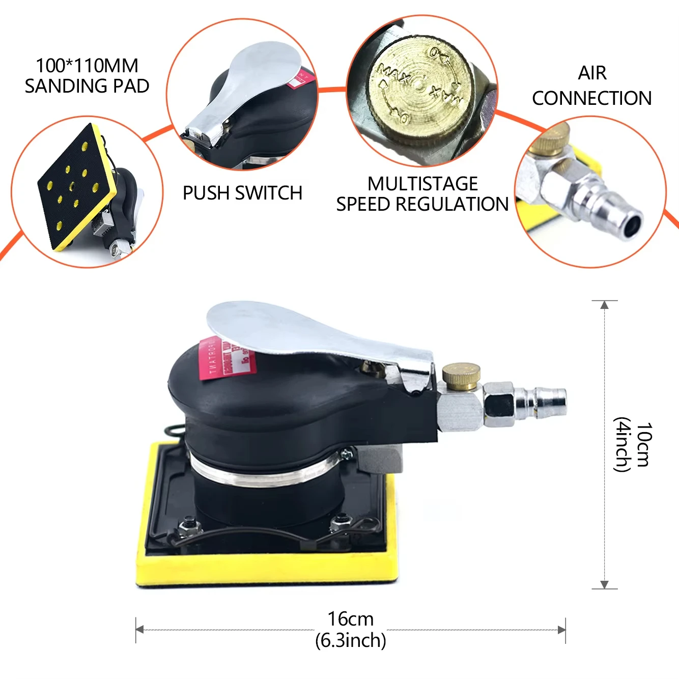 Triangle Triangular Pneumatic Grinding Machine, Dry Grinding Putty, Polishing and Sanding Machine, Vibrating Car Paint Surface
